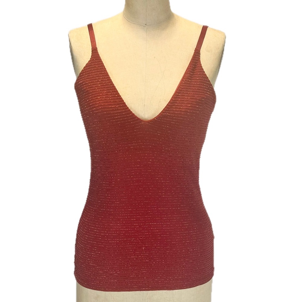 Express One Eleven metallic sparkly tank top scoop v neck stretchy basic staple - Picture 3 of 10